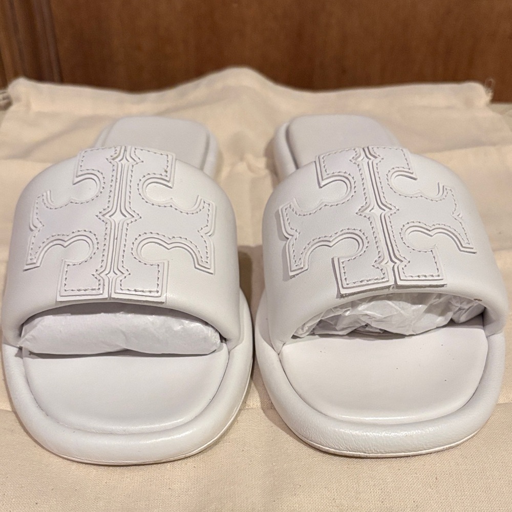Tory Burch White Slide Sandals